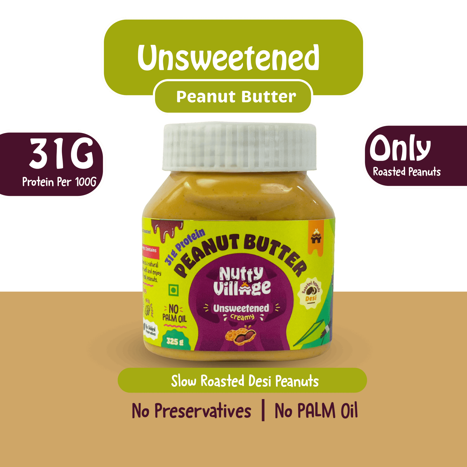 Nutty Village Unsweetened Peanut Butter - Nutty Village