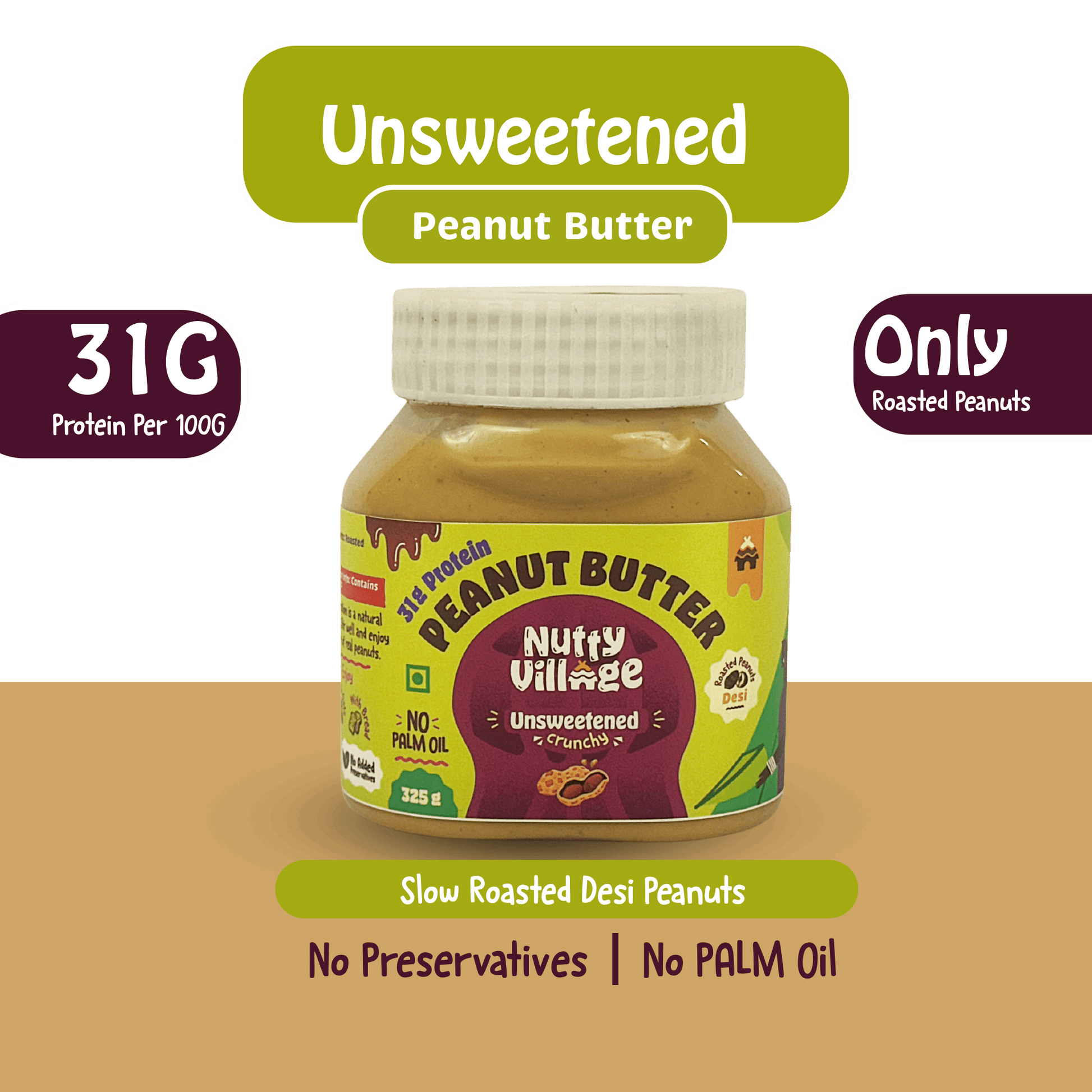 Nutty Village Unsweetened Peanut Butter - Nutty Village