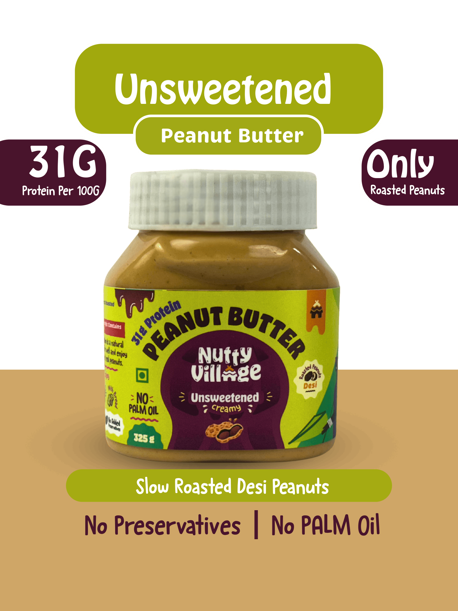 Nutty Village Unsweetened Peanut Butter - Nutty Village