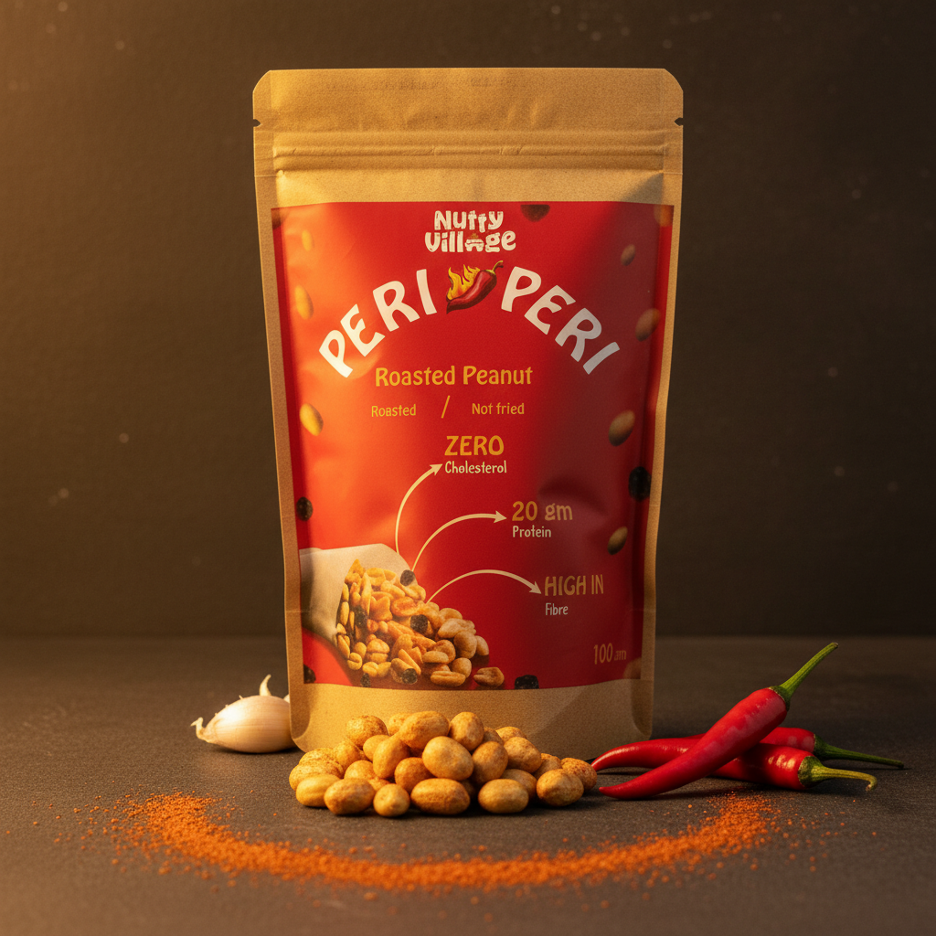 Peri Peri Peanuts | Air Roasted, Not Fried | High Protein, Zero Cholestrol | 100g
