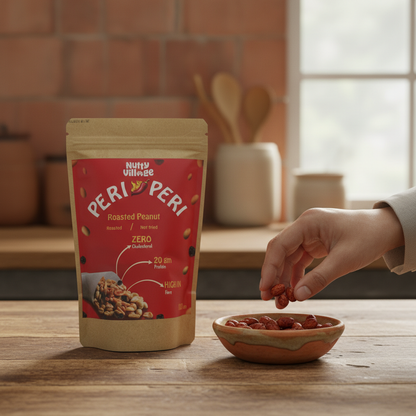 Peri Peri Peanuts | Air Roasted, Not Fried | High Protein, Zero Cholestrol | 100g