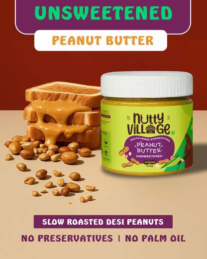 Unsweetened Peanut Butter (Creamy) 425gm - Nutty Village